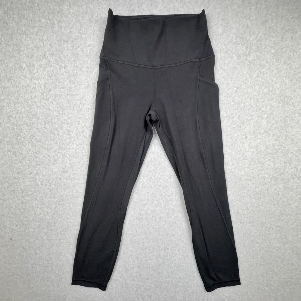 Lululemon Align Crop 23" Leggings Womens 4 Black High Rise Pockets Activewear